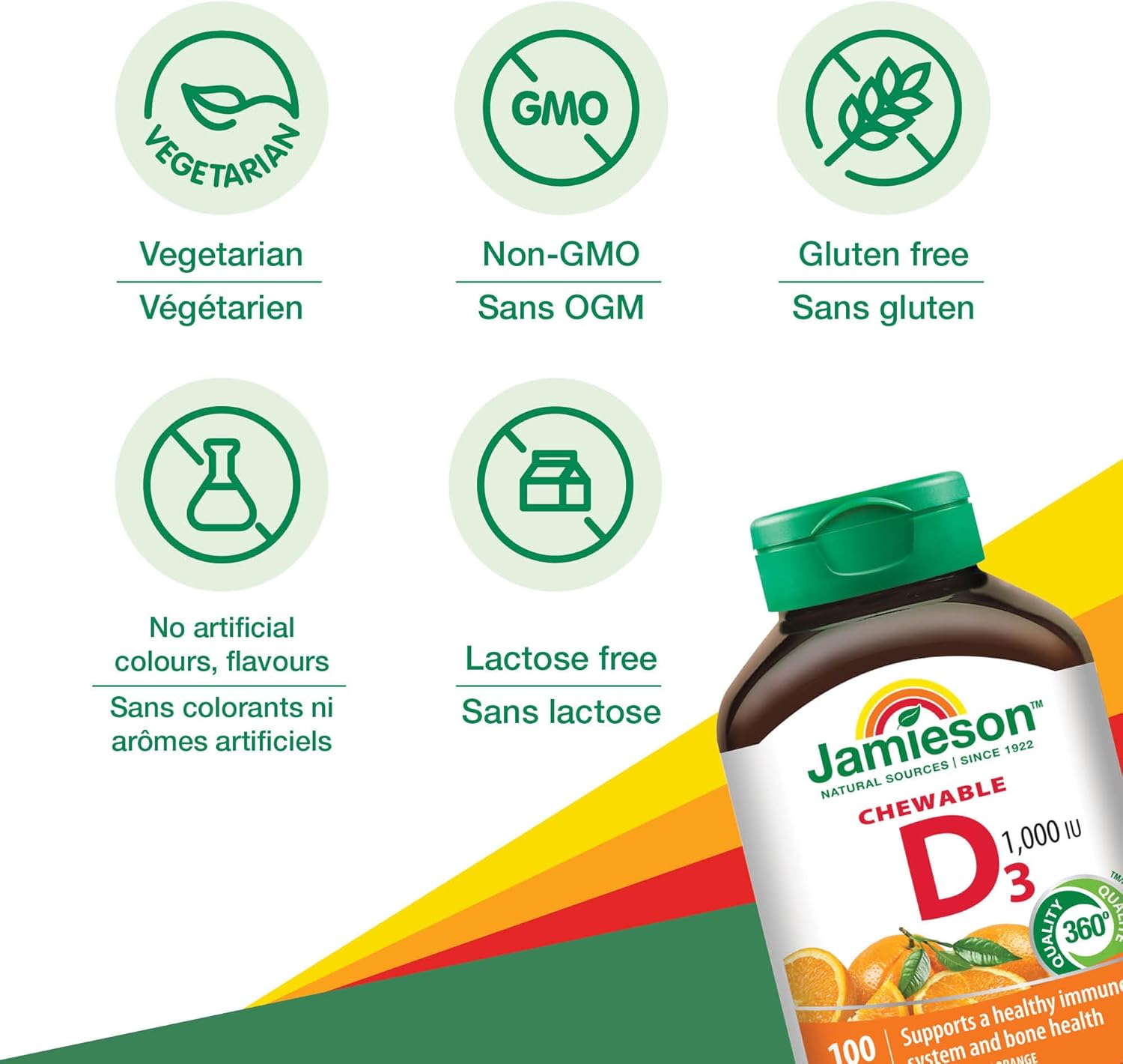 Jamieson Tangy Orange Vitamin D 1000IU Chewable Tablets - 100 Count