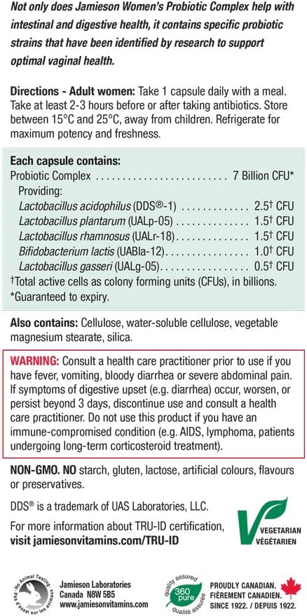 Jamieson Women's Probiotic Complex with 7 Billion CFUs, 45 Vegetarian Capsules