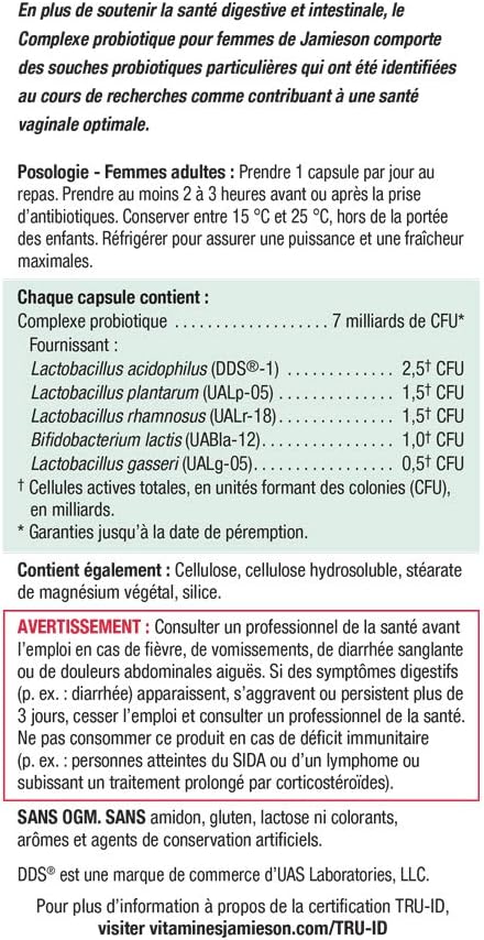 Jamieson Women's Probiotic Complex with 7 Billion CFUs, 45 Vegetarian Capsules