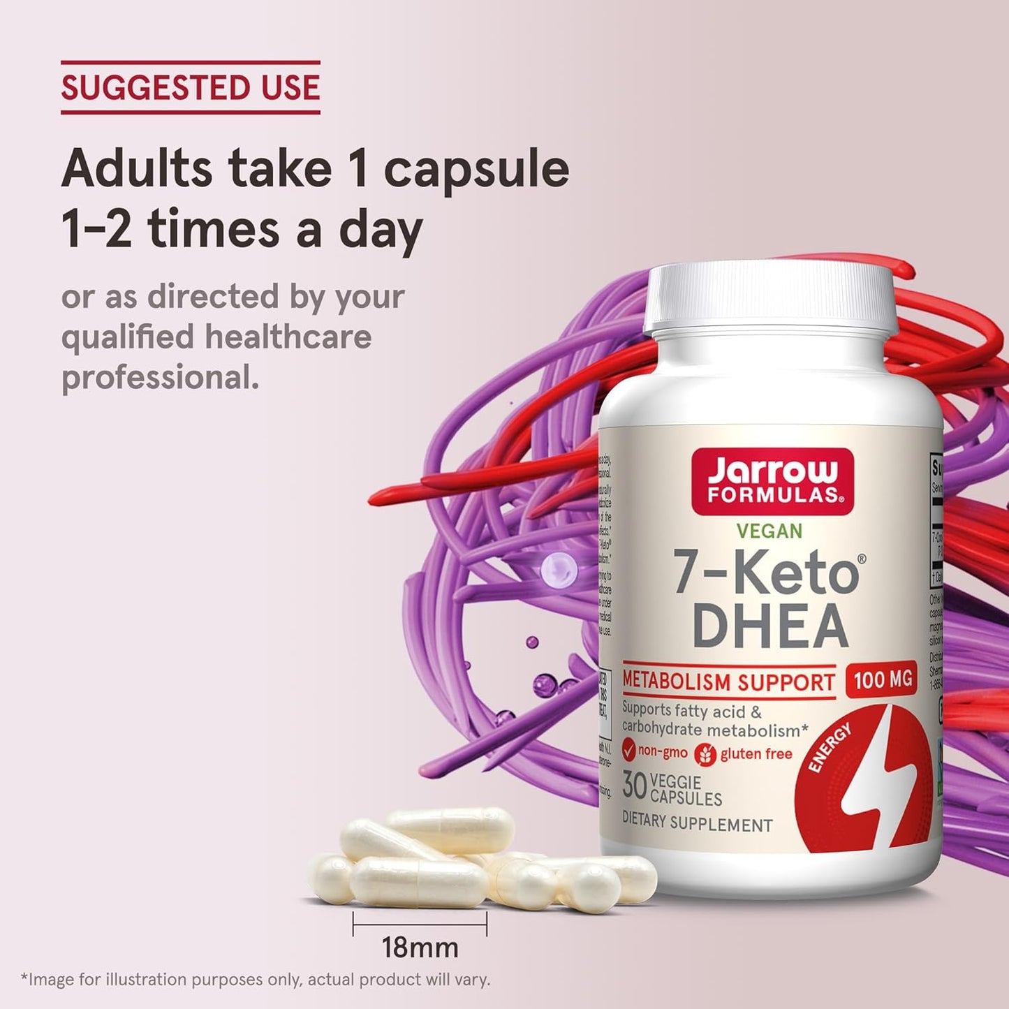 Jarrow Formulas 7-Keto DHEA 100mg Capsules for Metabolism Support (30 Count)