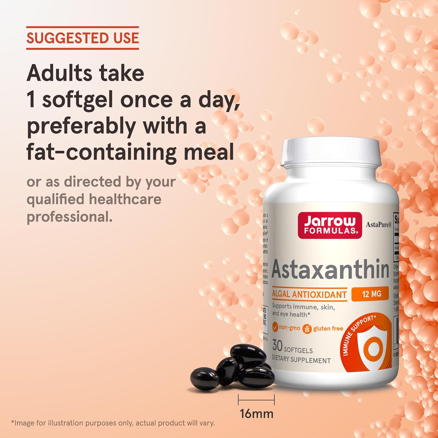 Jarrow Formulas® Astaxanthin 12 mg Softgels - Antioxidant Support for Immune & Eye Health - 30 Day Supply
