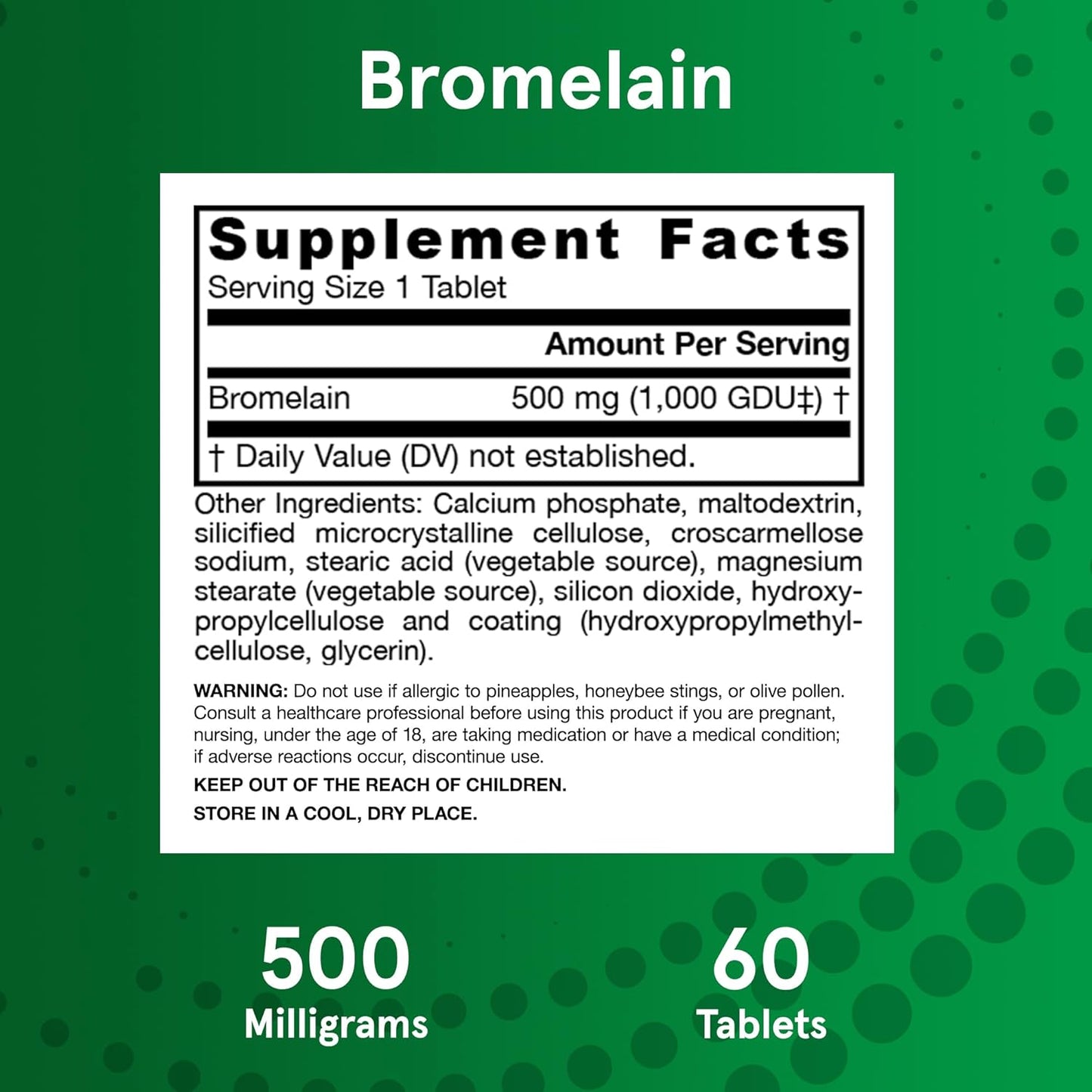 Jarrow Formulas Bromelain 500 mg Tablets for Protein Digestion - 720 Tablets, 60 Day Supply (12 Pack)