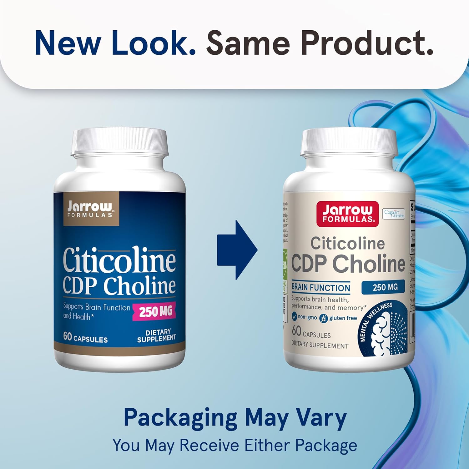 Jarrow Formulas CDP Choline Capsules - 250mg Memory & Brain Health Supplement - 720 Veggie Capsules - 720 Day Supply