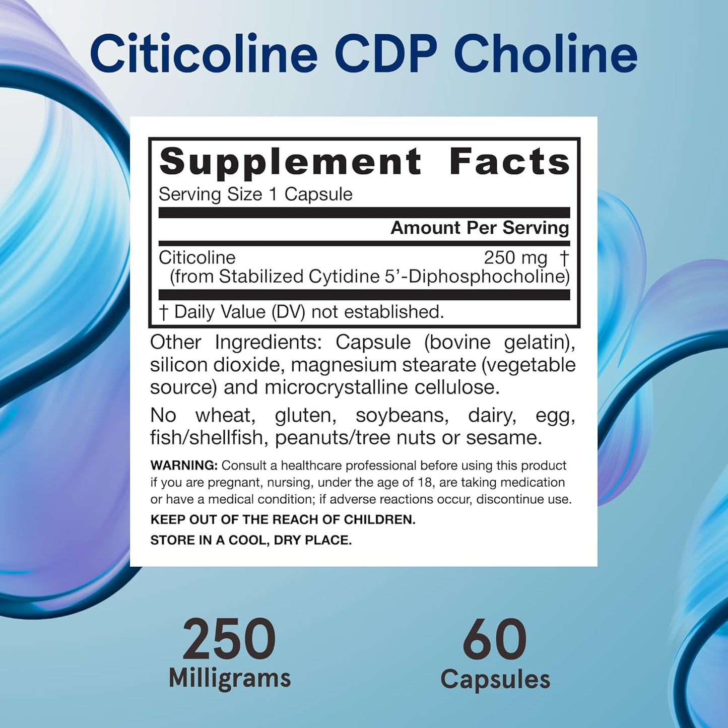 Jarrow Formulas CDP Choline Capsules - 250mg Memory & Brain Health Supplement - 720 Veggie Capsules - 720 Day Supply