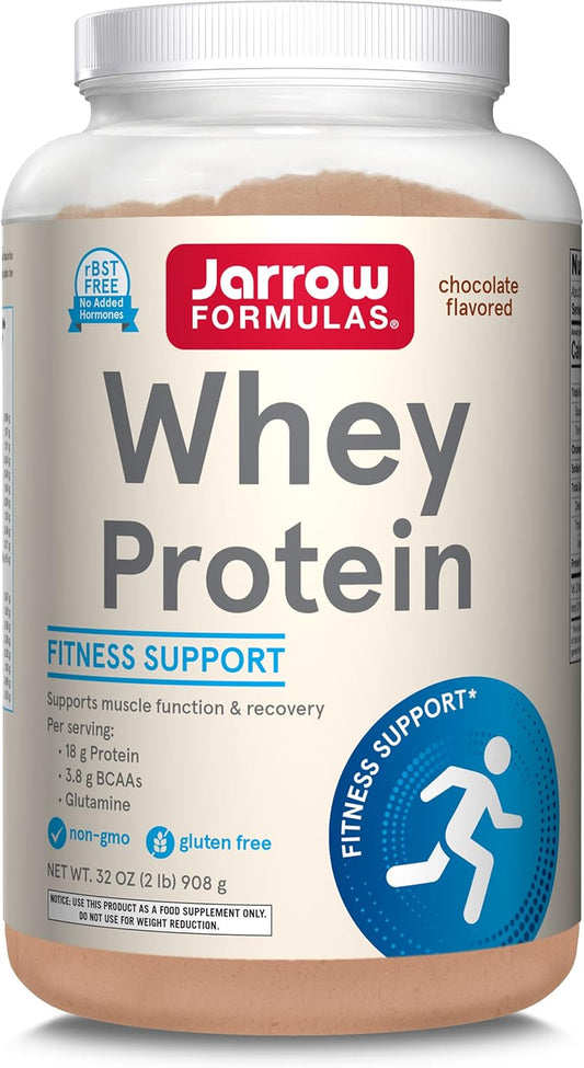 Jarrow Formulas Chocolate Whey Protein Powder - 32 oz, 18g Protein, 3.8g BCAAs, Glutamine - Muscle Recovery Support Supplement