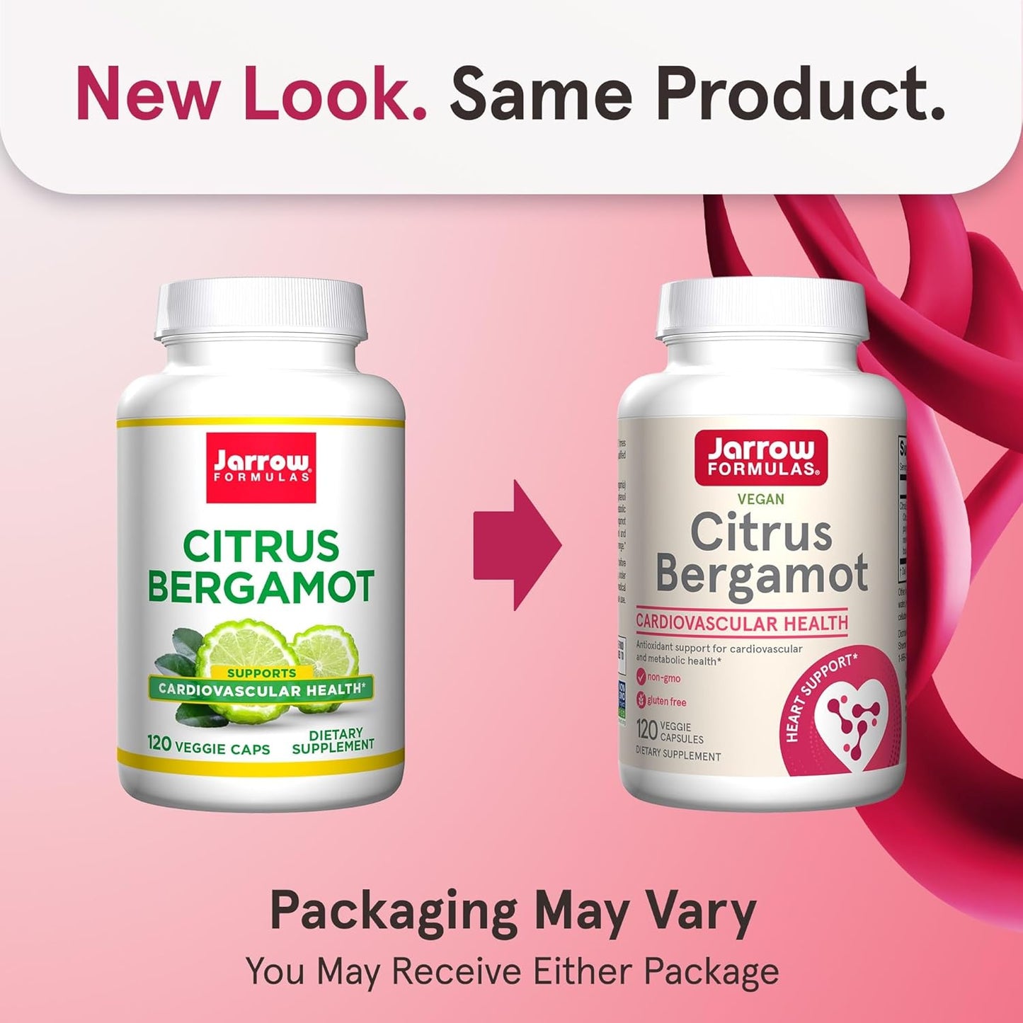 Jarrow Formulas Citrus Bergamot 500mg Veggie Capsules - Antioxidant Support for Heart & Metabolic Health - Gluten Free Dietary Supplement - 120 Servings