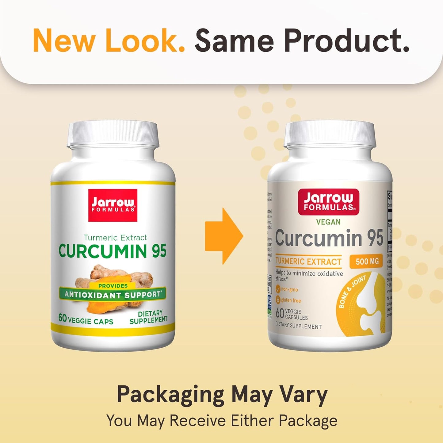 Jarrow Formulas® Curcumin 95 500 mg: Turmeric Extract Antioxidant for Bone & Joint Support, 60 Veg Capsules