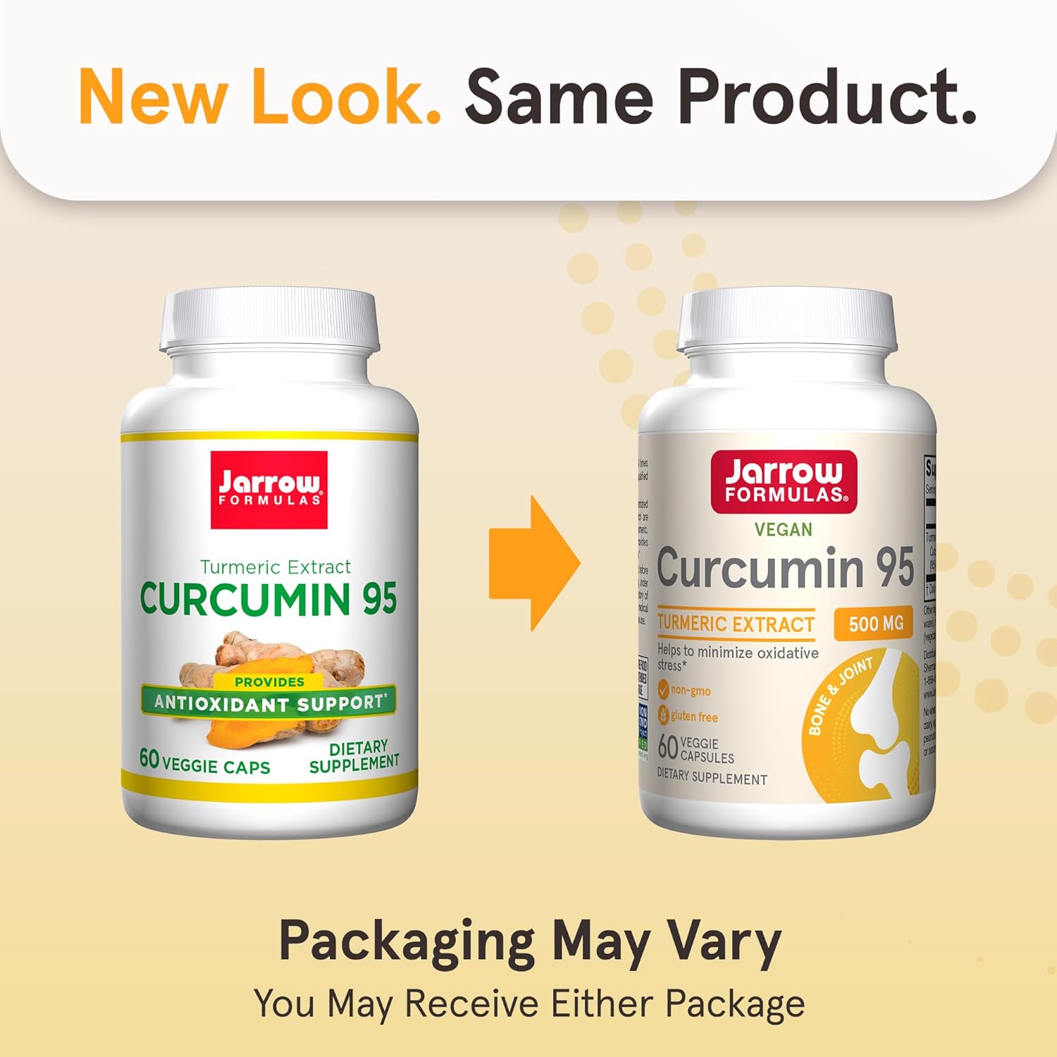 Jarrow Formulas® Curcumin 95 500 mg: Turmeric Extract Antioxidant for Bone & Joint Support, 60 Veg Capsules