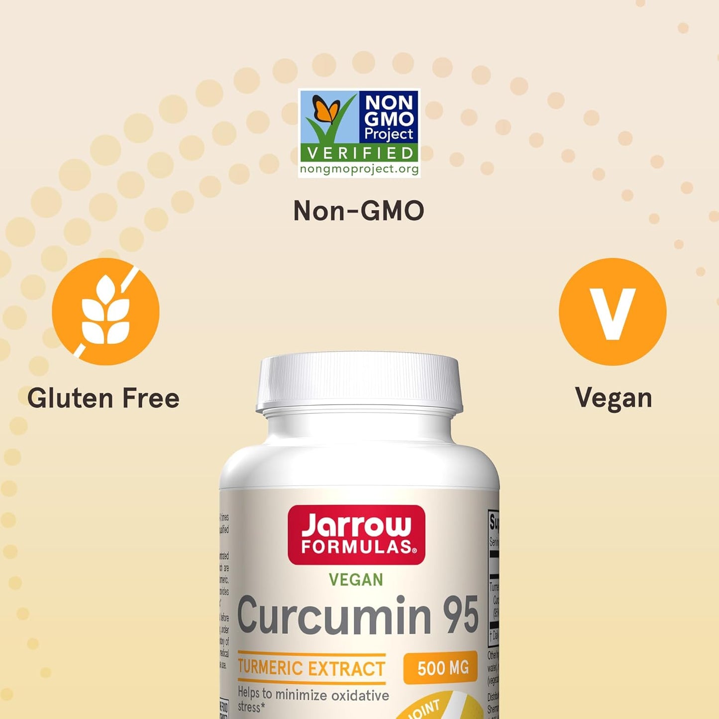 Jarrow Formulas® Curcumin 95 500 mg: Turmeric Extract Antioxidant for Bone & Joint Support, 60 Veg Capsules