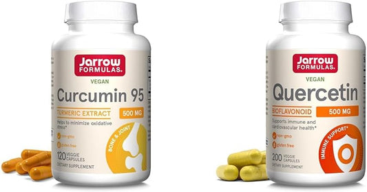 Jarrow Formulas Curcumin 95 500mg and Quercetin 500mg Combo - 120 Servings - Bioflavonoid Dietary Supplement