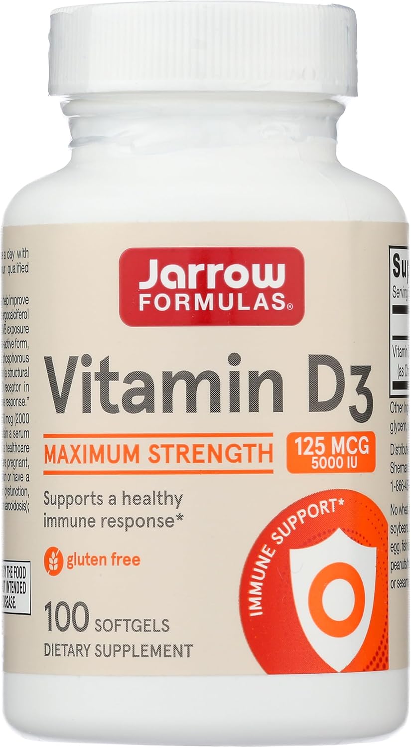 Jarrow Formulas Curcumin 95 500mg Capsules and Vitamin D3 125 mcg Softgels Bundle - 220 Total Servings