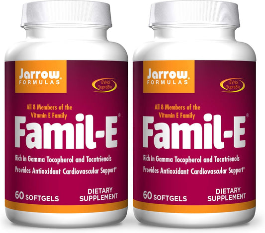 Jarrow Formulas Famil-E Softgels - 2 Pack for Heart Health - Vitamin E Family with Gamma Tocopherol - 120 Servings