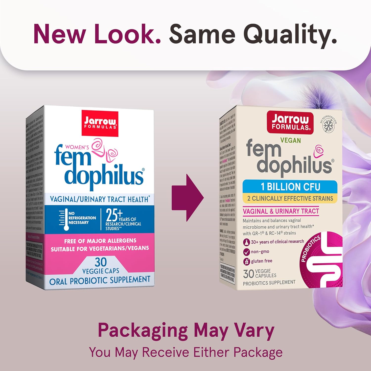 Jarrow Formulas Fem-Dophilus Probiotics: 1 Billion CFU, 2 Strains, Vaginal & Urinary Tract Support, 30 Capsules