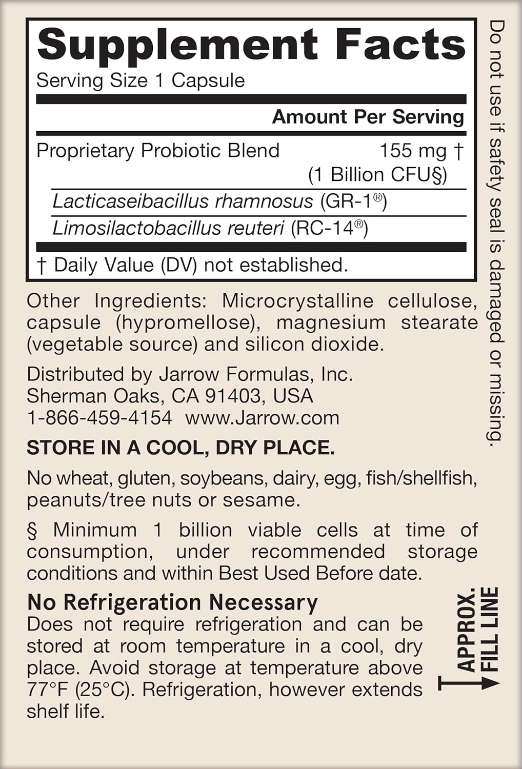 Jarrow Formulas Fem-Dophilus Probiotics: 1 Billion CFU, 2 Strains, Vaginal & Urinary Tract Support, 30 Capsules