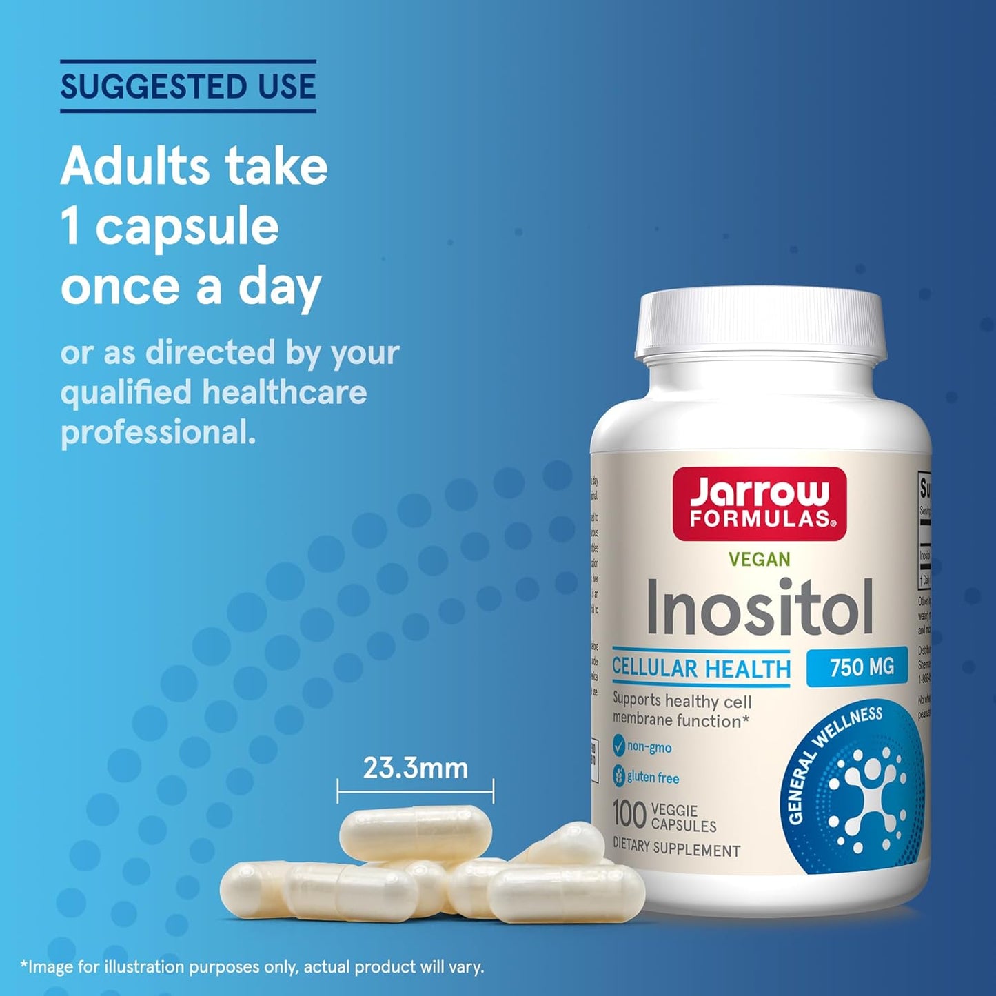Jarrow Formulas Inositol 750mg Dietary Supplement for Liver Support and Wellness - 100 Veggie Capsules (Pack of 12)