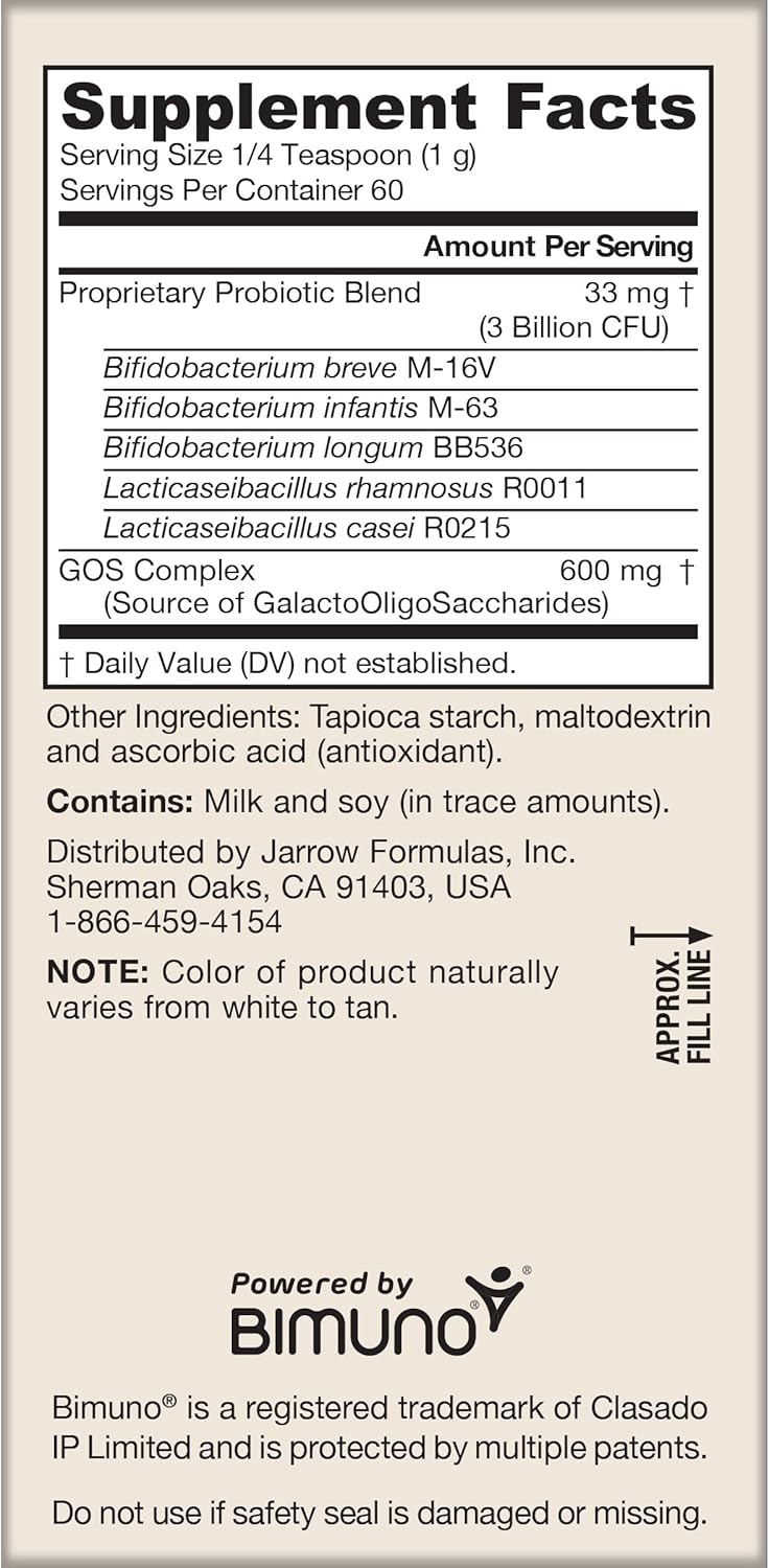 Jarrow Formulas Jarro-Dophilus Baby Probiotic Powder with GOS Prebiotic, 60 Day Supply - Pack of 12