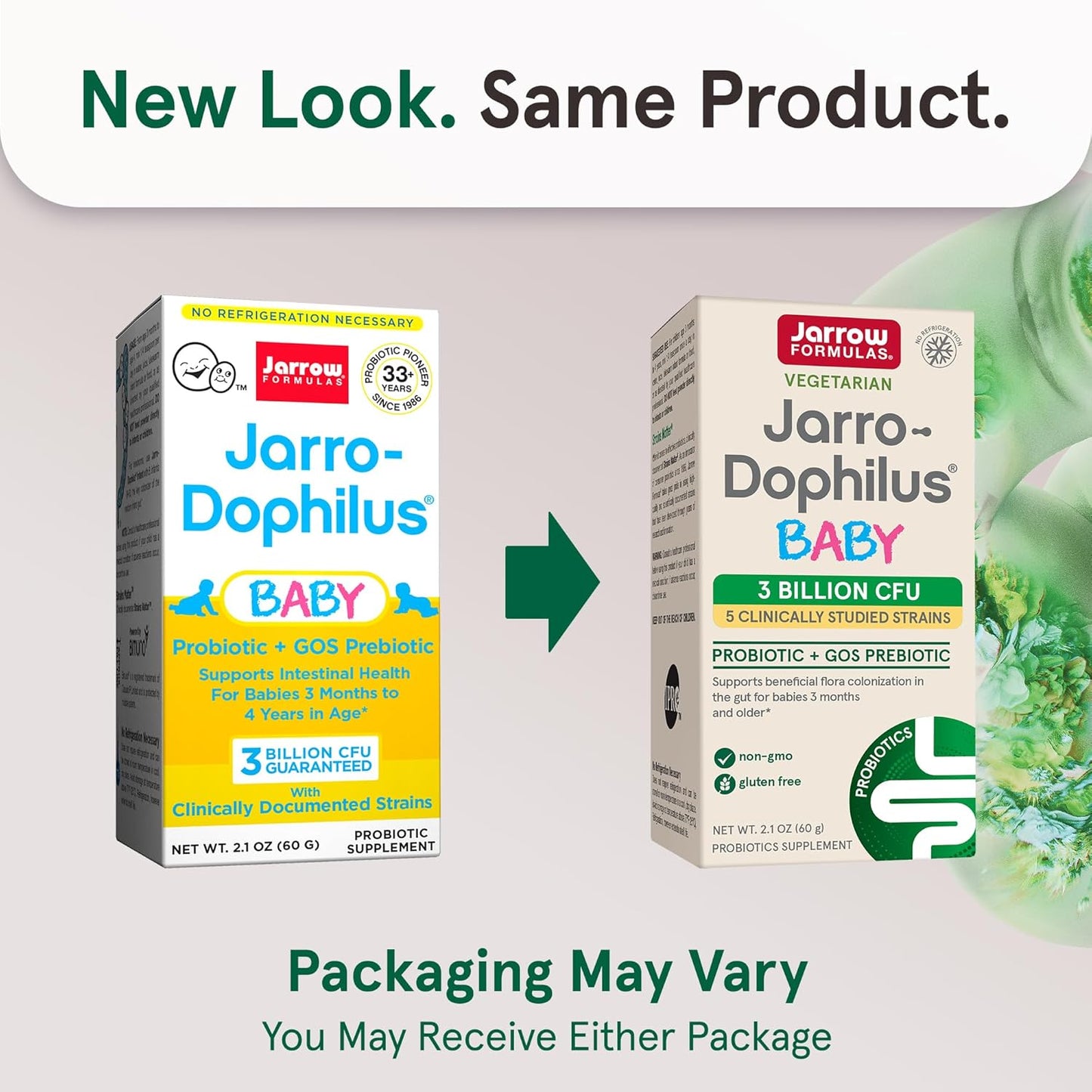 Jarrow Formulas Jarro-Dophilus Baby Probiotic Powder with GOS Prebiotic, 60 Day Supply - Pack of 12