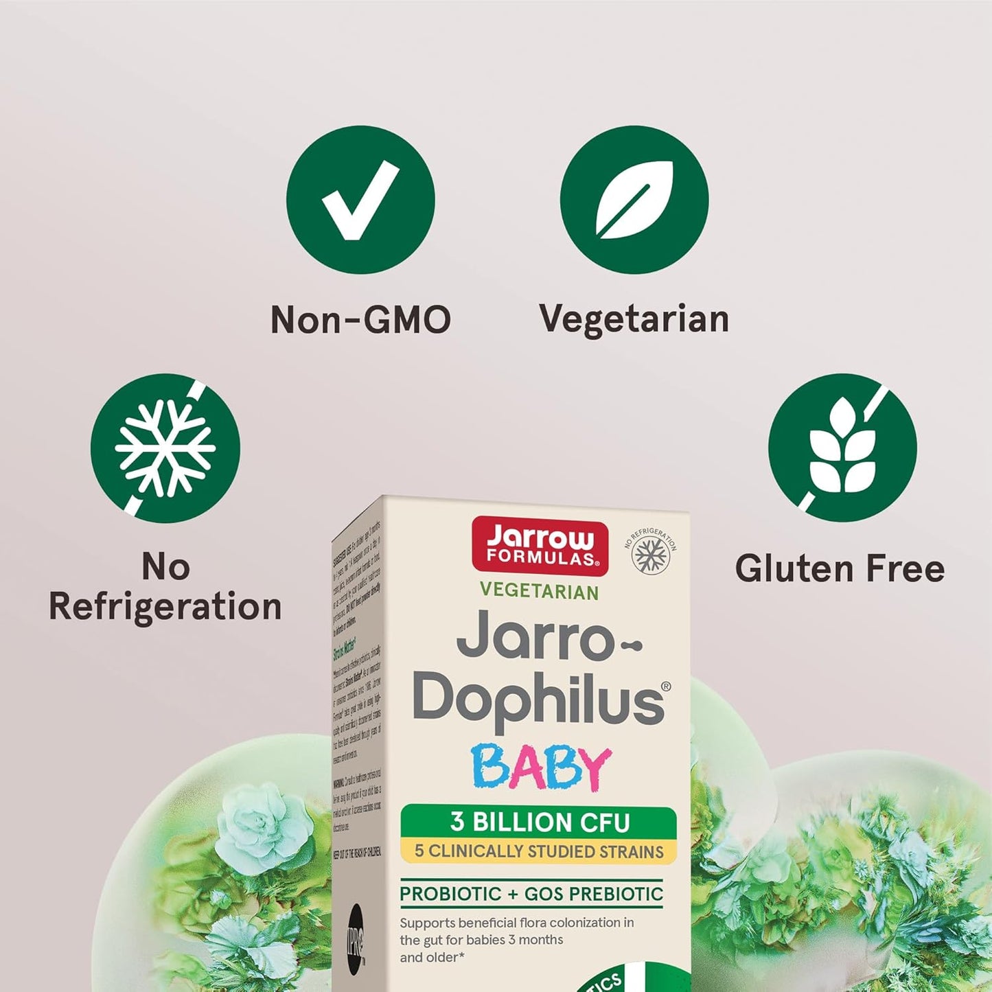 Jarrow Formulas Jarro-Dophilus Baby Probiotic Powder with GOS Prebiotic, 60 Day Supply - Pack of 12