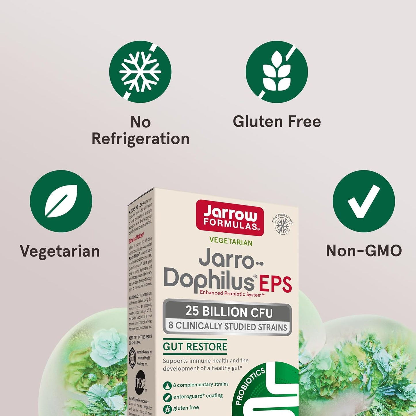 Jarrow Formulas Jarro-Dophilus EPS Probiotics 25 Billion CFU for Gut Health Support - 30 Veggie Capsules