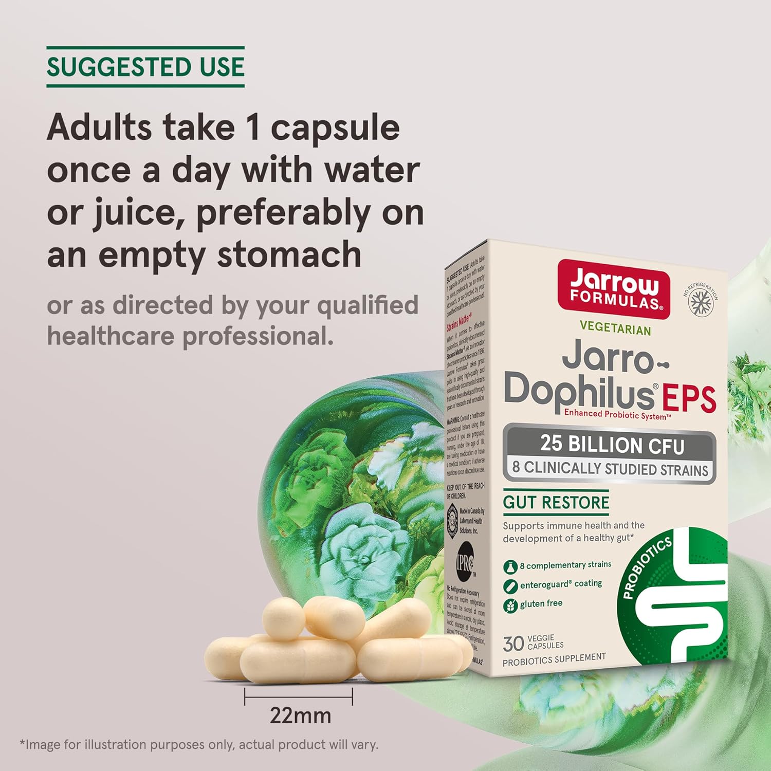 Jarrow Formulas Jarro-Dophilus EPS Probiotics 25 Billion CFU for Gut Health Support - 30 Veggie Capsules