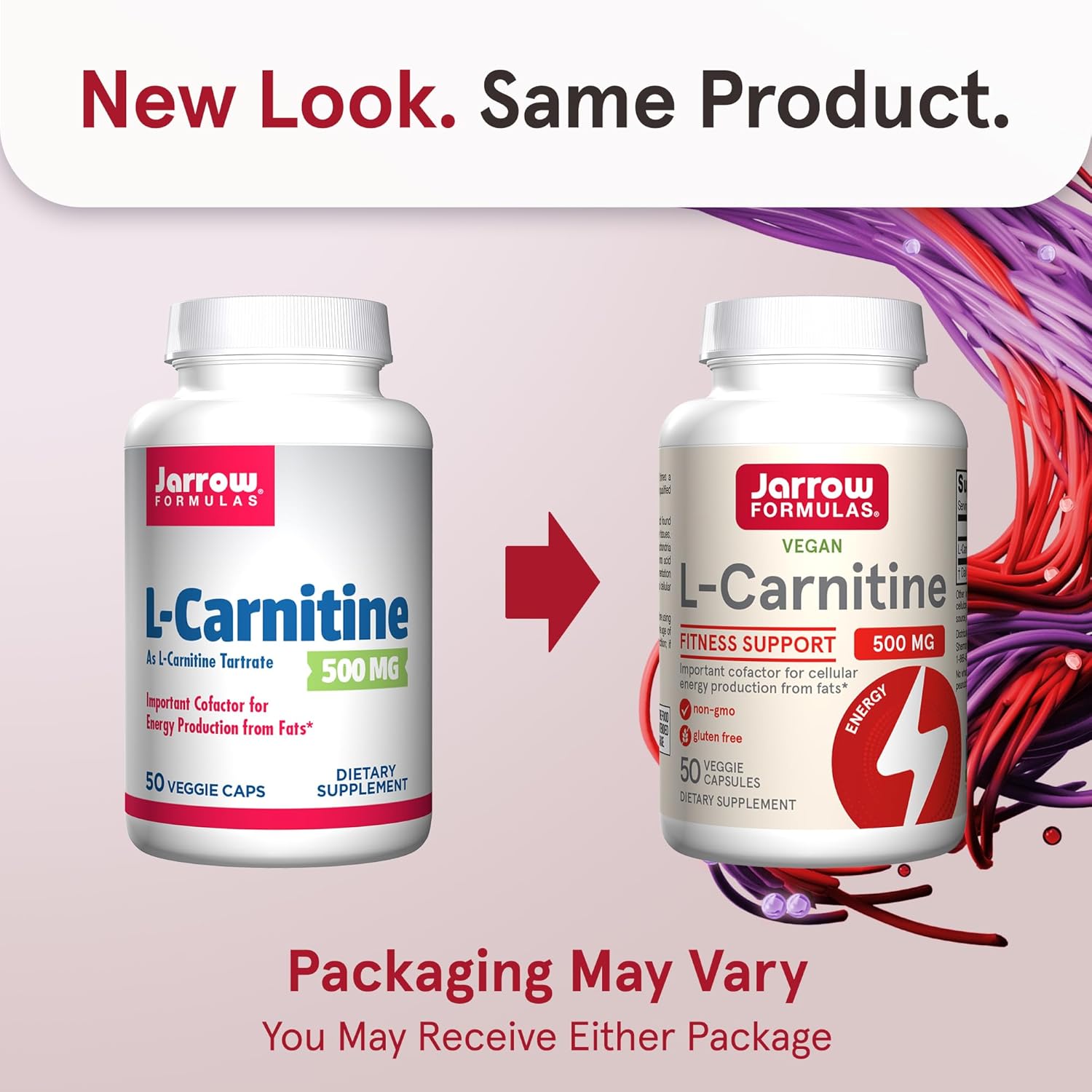 Jarrow Formulas L-Carnitine 500 mg Veggie Capsules - 600 Count, Dietary Supplement for Cellular Energy Production