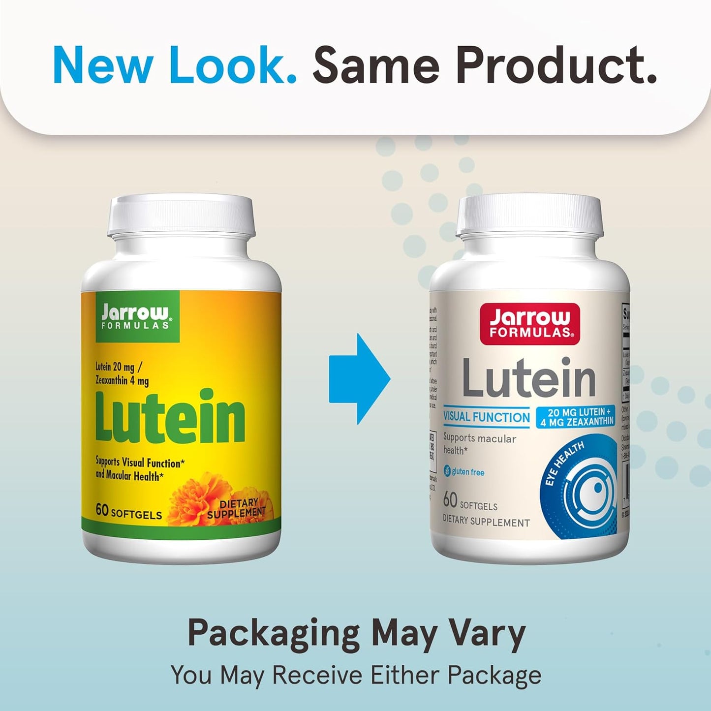 Jarrow Formulas Lutein 20mg and Zeaxanthin Softgels for Visual Function and Macular Health Support - 60 Day Supply