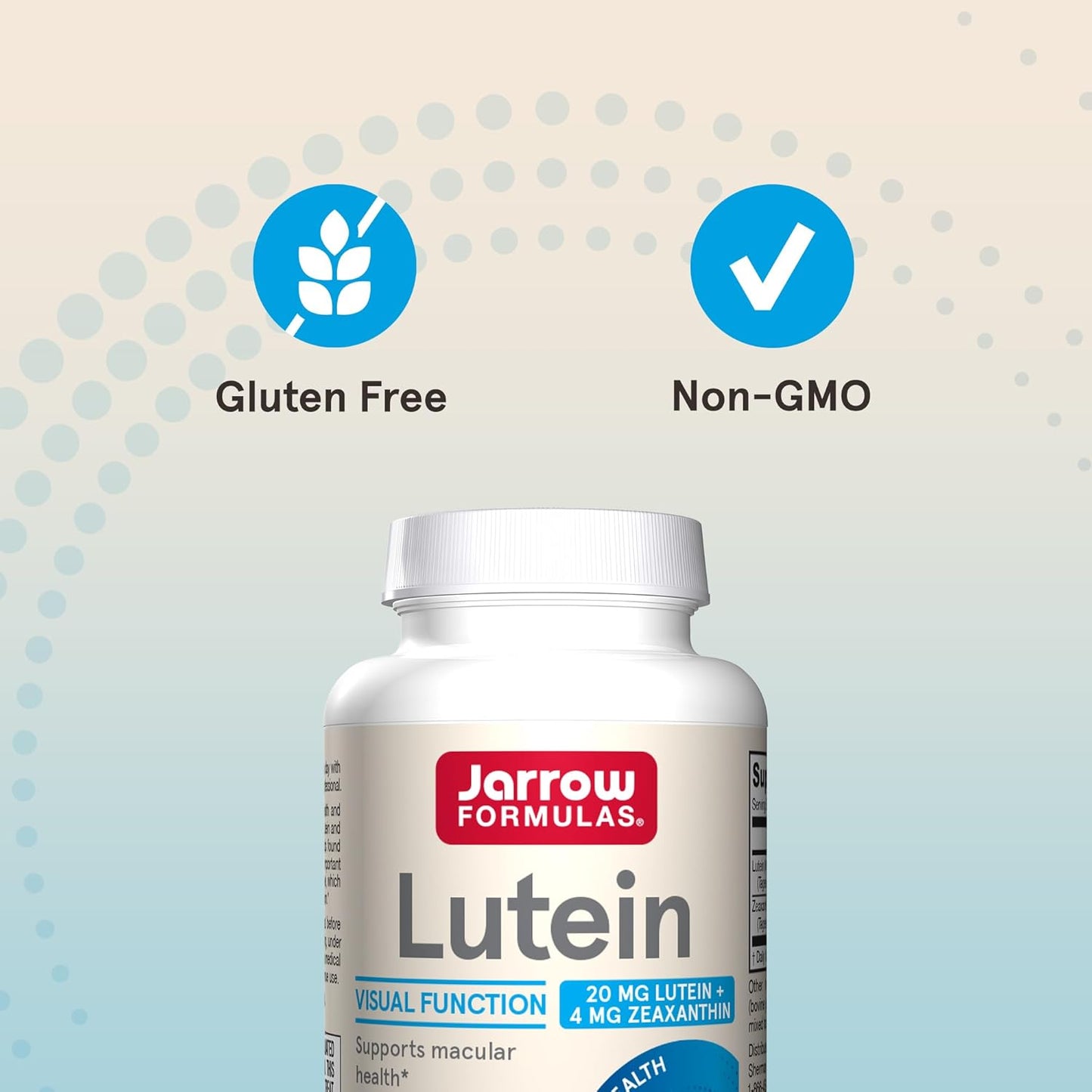 Jarrow Formulas Lutein 20mg and Zeaxanthin Softgels for Visual Function and Macular Health Support - 60 Day Supply