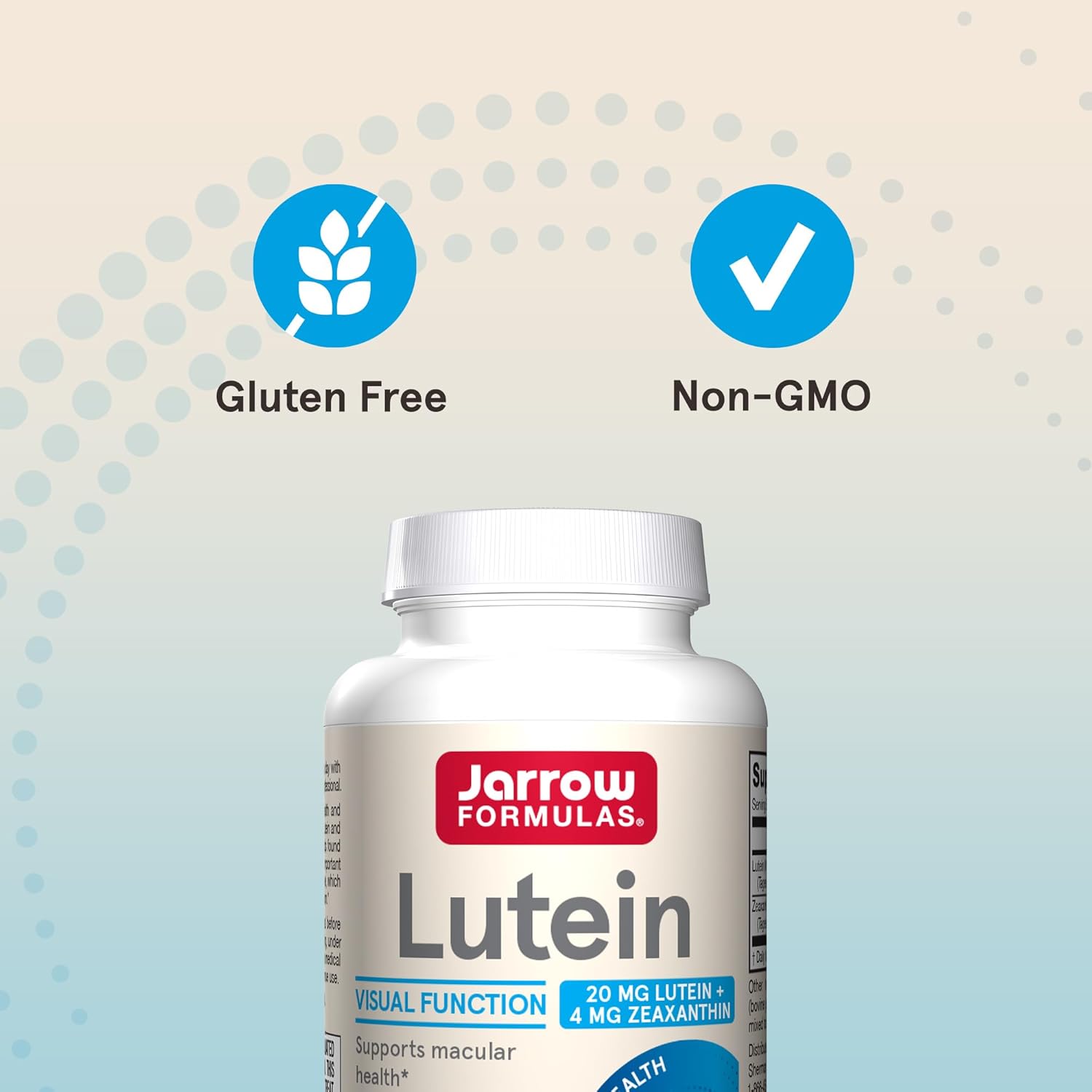 Jarrow Formulas Lutein 20mg and Zeaxanthin Softgels for Visual Function and Macular Health Support - 60 Day Supply