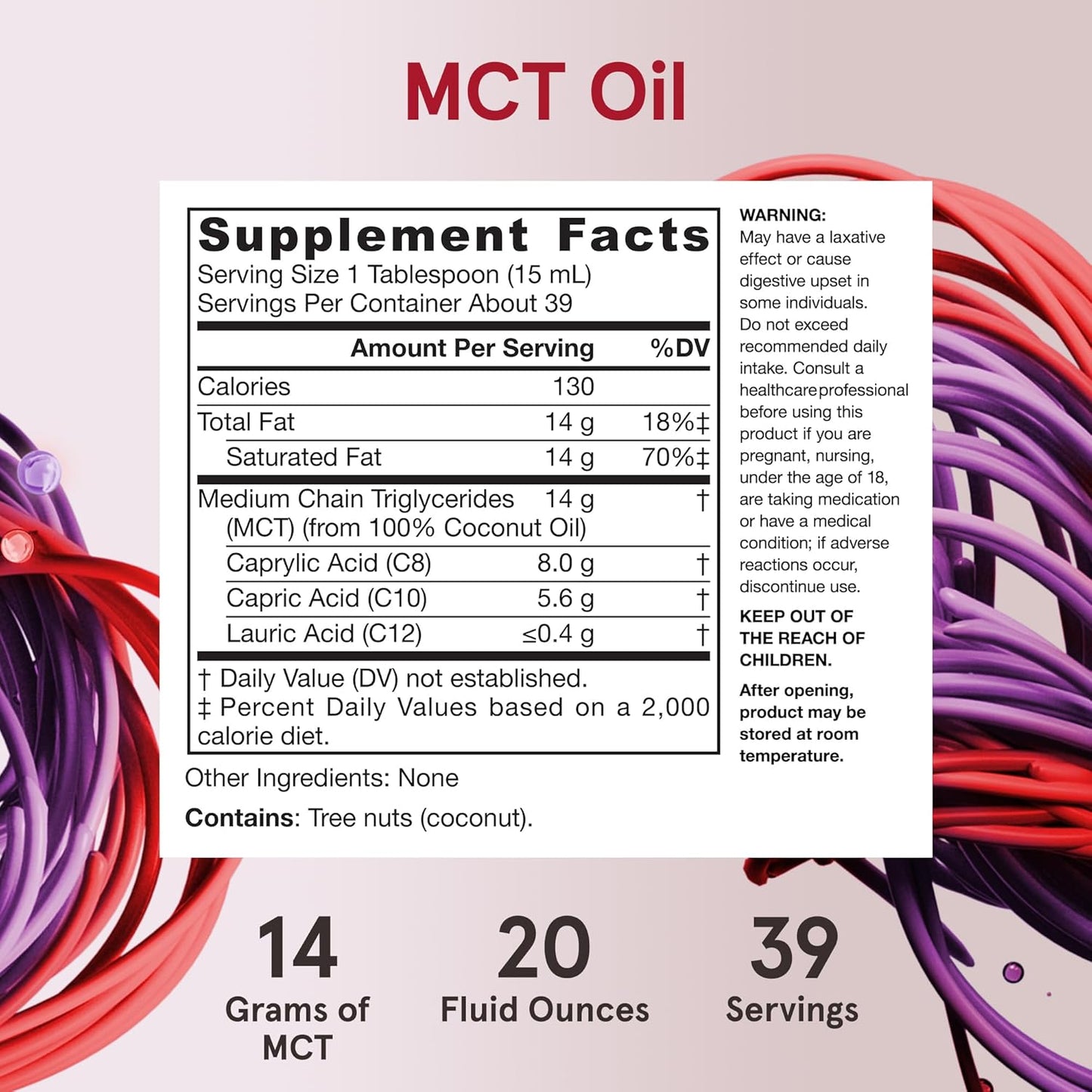 Jarrow Formulas MCT Oil 20 Fl. Oz - Brain and Muscle Fuel
