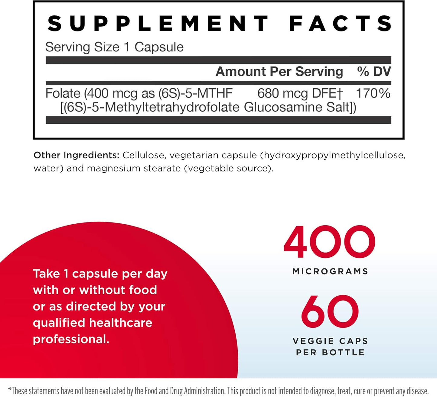 Jarrow Formulas Methyl Folate 400 mcg - 60 Veggie Caps x 2 - Highly Active Folate - 4th Gen Folic Acid - 120 Servings