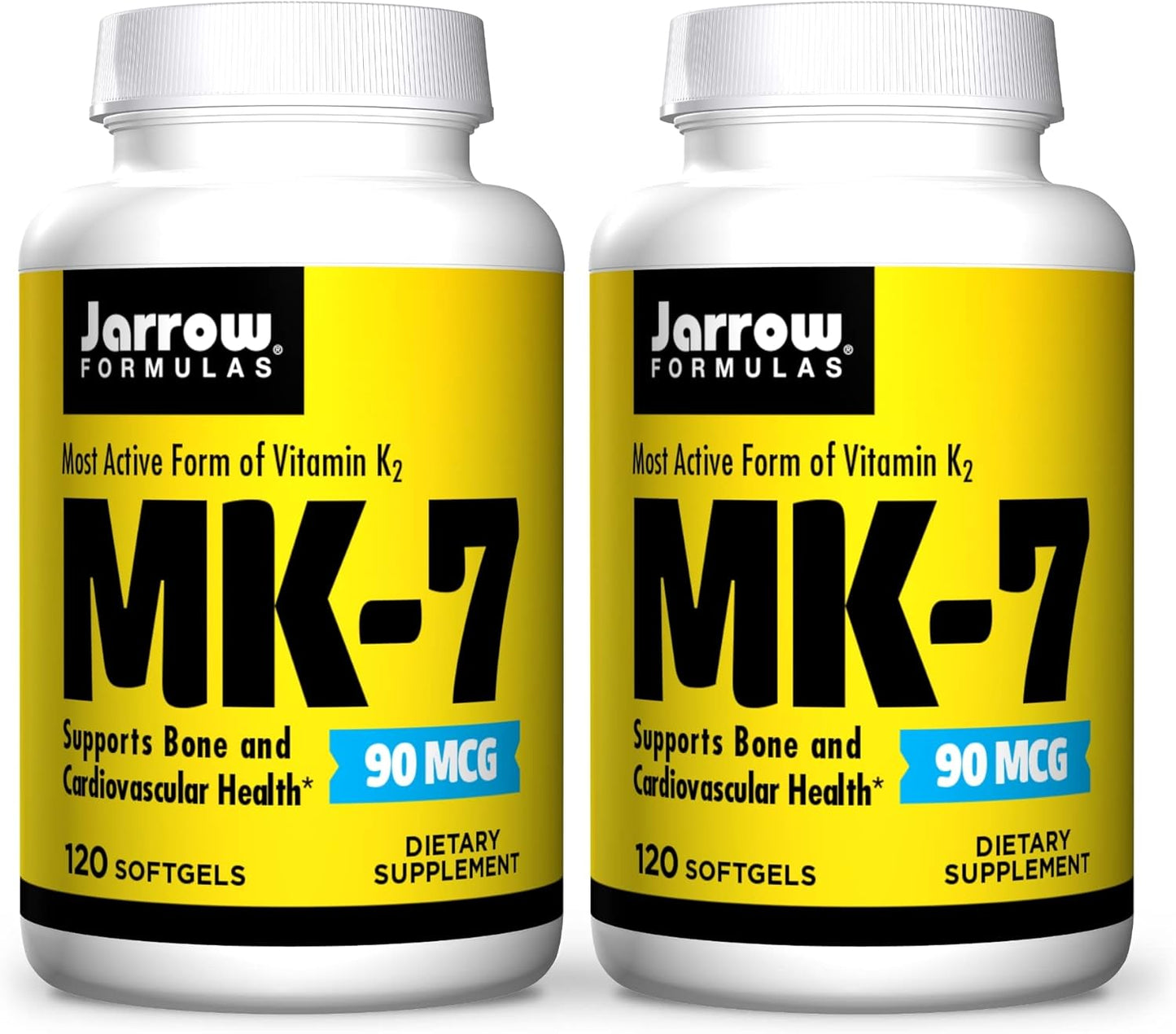 Jarrow Formulas MK-7 90 mcg Softgels - 240 Servings, Pack of 2 - Vitamin K for Bone Health and Heart Support