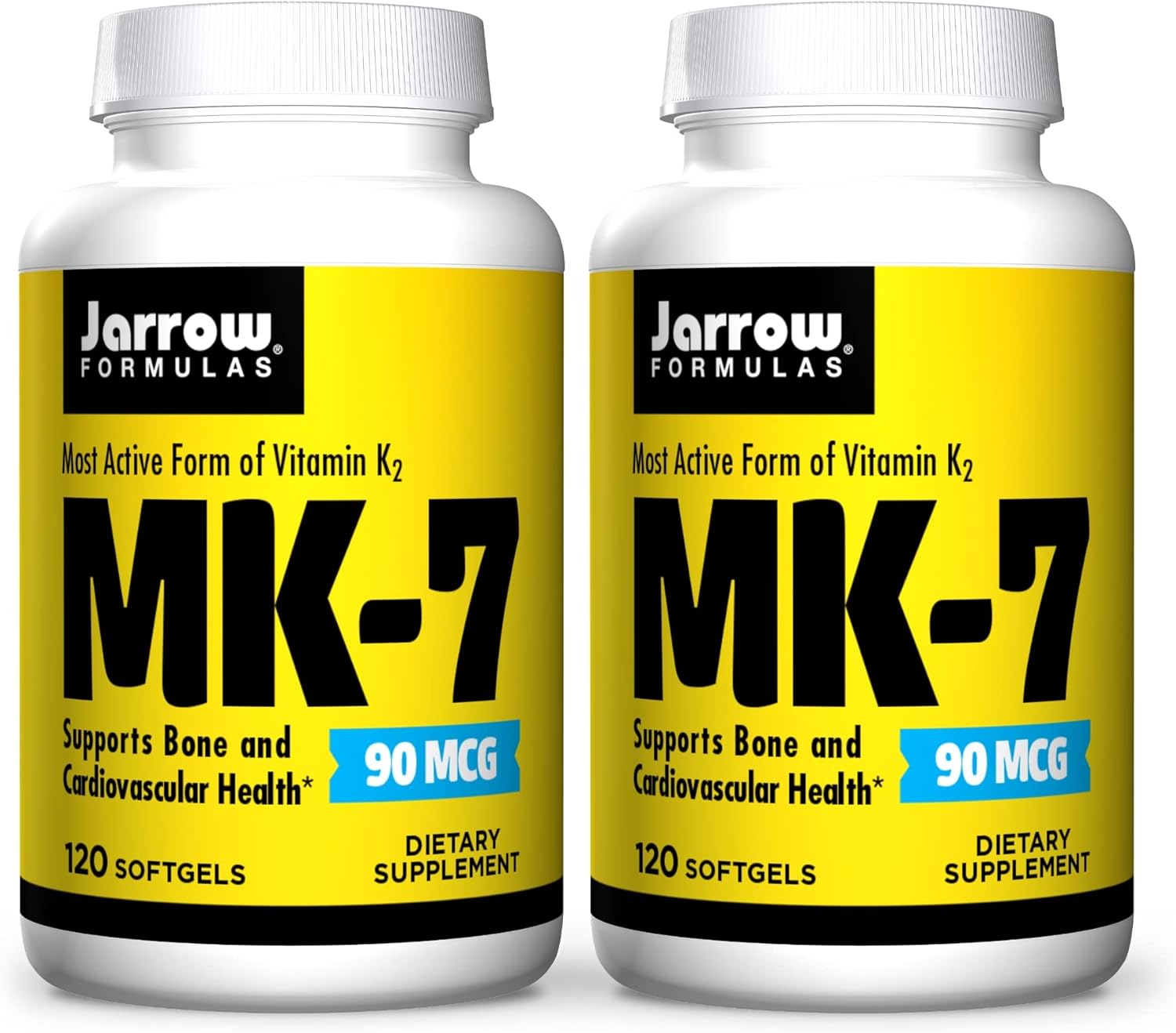 Jarrow Formulas MK-7 90 mcg Softgels - 240 Servings, Pack of 2 - Vitamin K for Bone Health and Heart Support