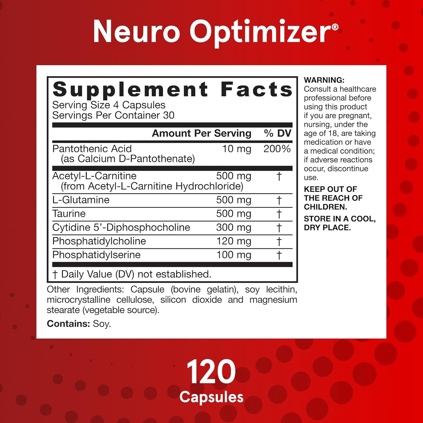Jarrow Formulas Neuro Optimizer: Brain Health & Antioxidant Support, 120 Capsules - Pack of 12, 30 Day Supply