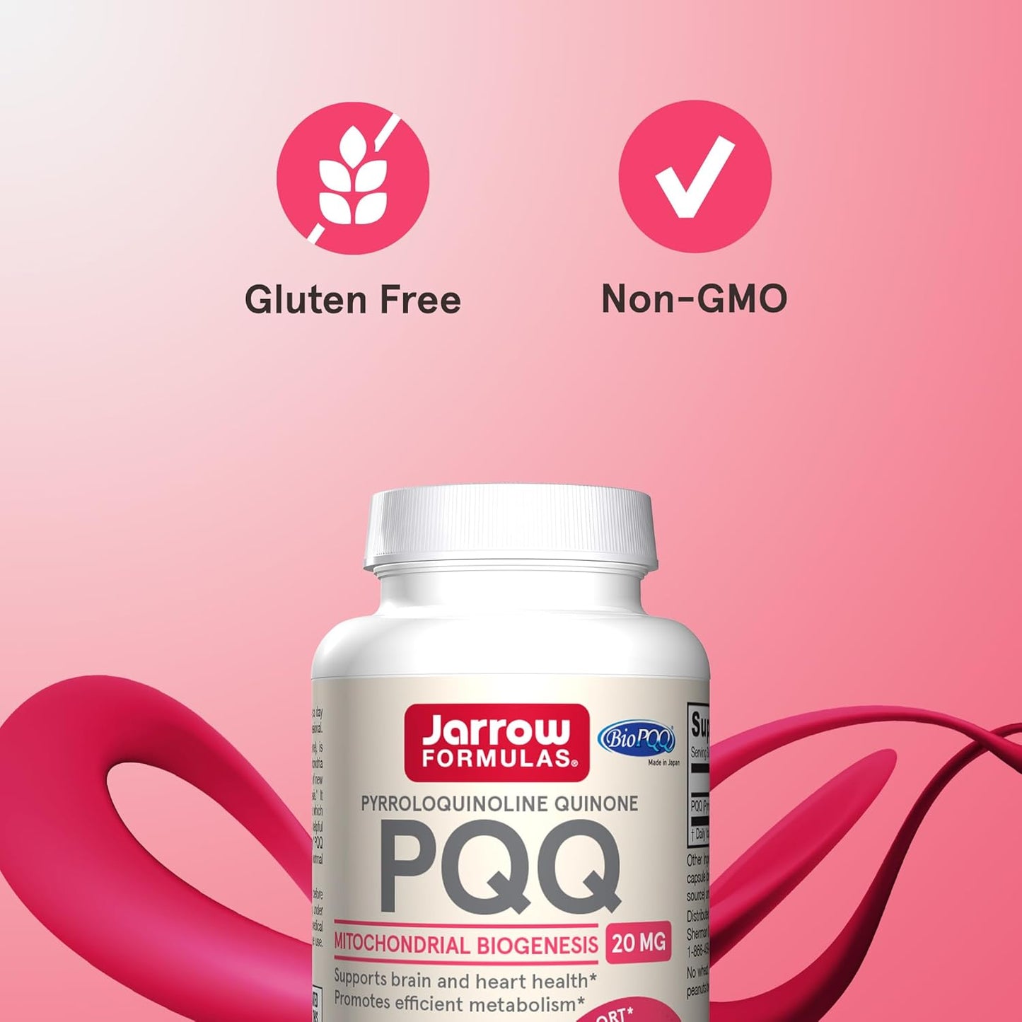 Jarrow Formulas® PQQ 20 mg Supplement for Heart, Brain, Metabolism - 30 Veggie Capsules, 30 Day Supply