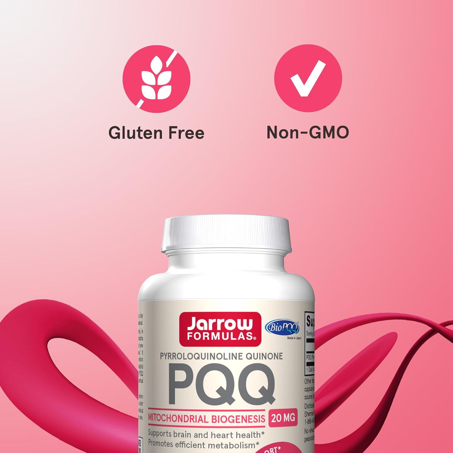 Jarrow Formulas® PQQ 20 mg Supplement for Heart, Brain, Metabolism - 30 Veggie Capsules, 30 Day Supply