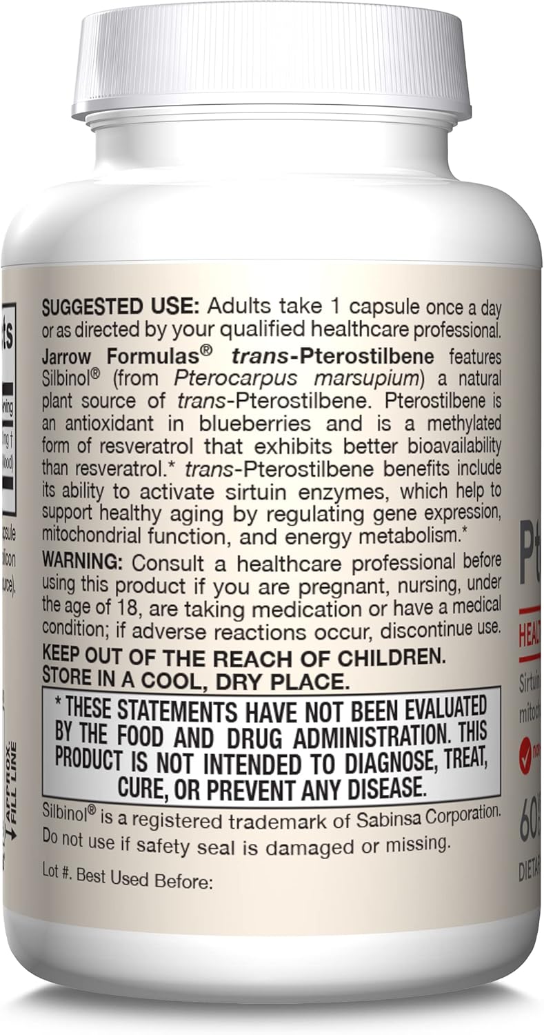 Jarrow Formulas Pterostilbene 50mg Veggie Capsules for Antioxidant & Healthy Aging Support - 720 Capsules Total
