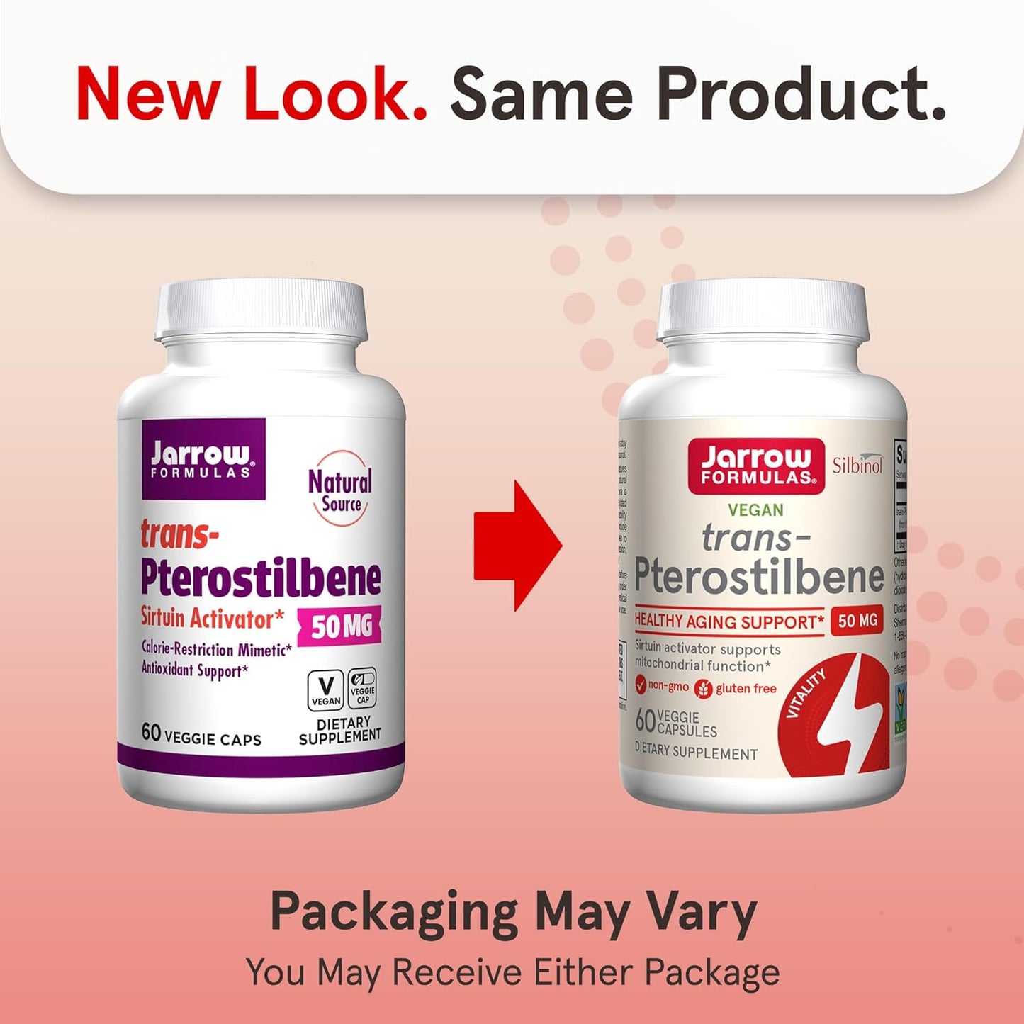 Jarrow Formulas Pterostilbene 50mg Veggie Capsules for Antioxidant & Healthy Aging Support - 720 Capsules Total