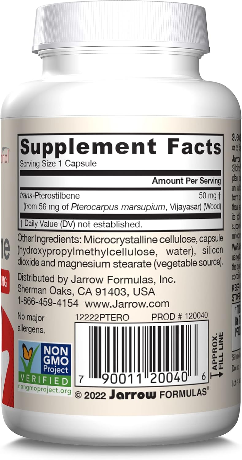 Jarrow Formulas Pterostilbene 50mg Veggie Capsules for Antioxidant & Healthy Aging Support - 720 Capsules Total