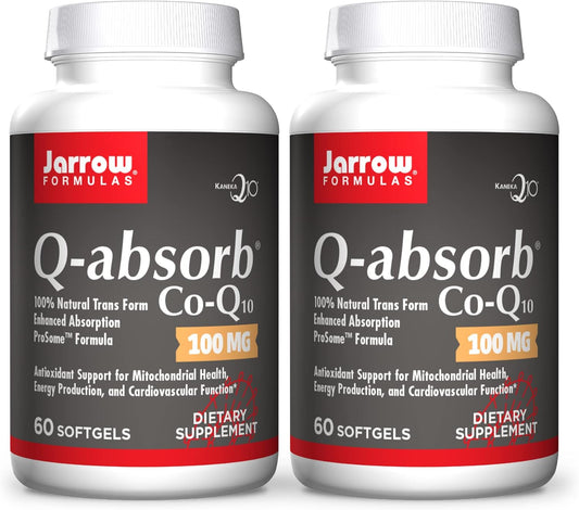 Jarrow Formulas Q-Absorb Co-Q10 100 mg Softgels, 2-Pack - High Absorption Antioxidant for Energy & Heart Health - 120 Servings - BoostGo Australia