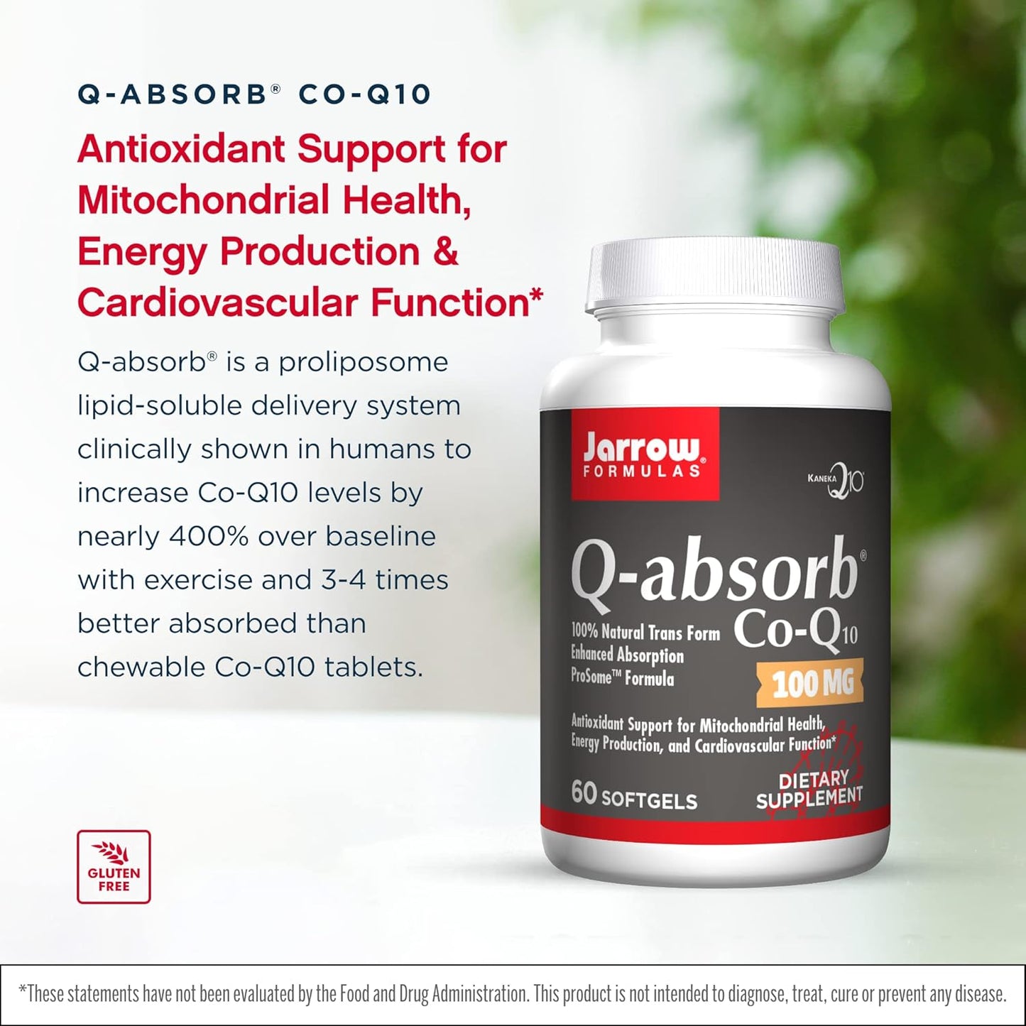 Jarrow Formulas Q-Absorb Co-Q10 100 mg Softgels, 2-Pack - High Absorption Antioxidant for Energy & Heart Health - 120 Servings - BoostGo Australia