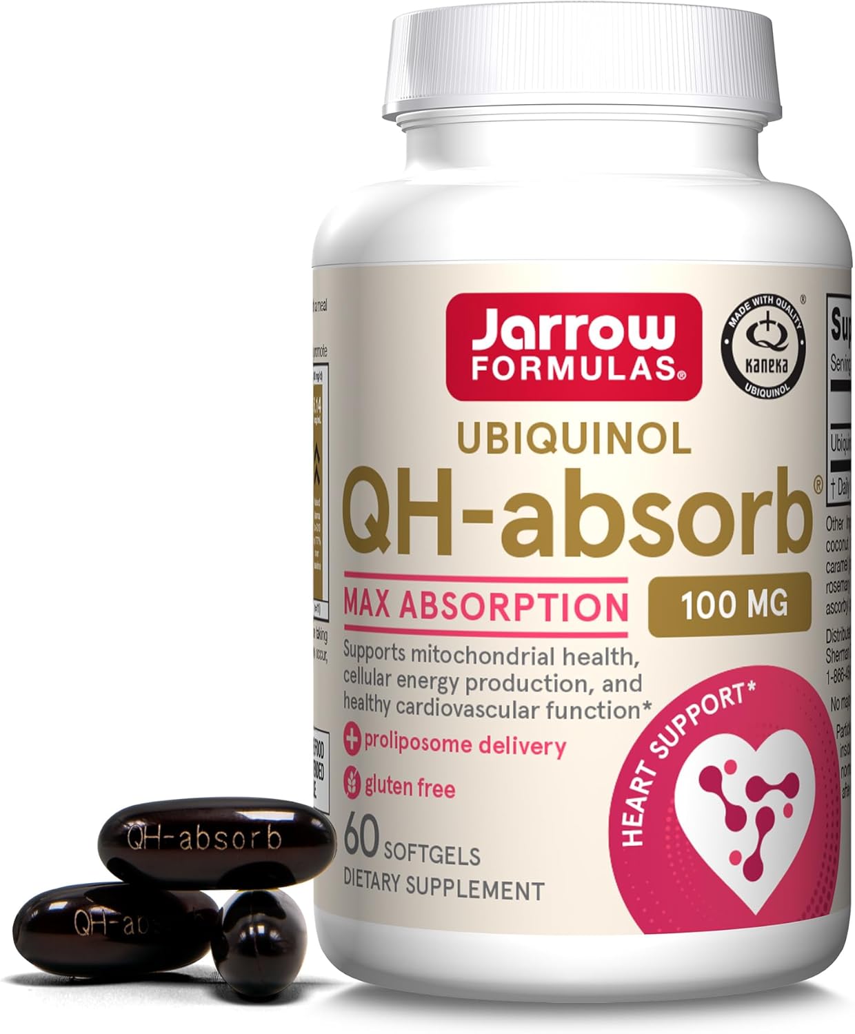 Jarrow Formulas QH-Absorb Ubiquinol Supplement 100mg Softgels - Cardiovascular Health - 60 Day Supply