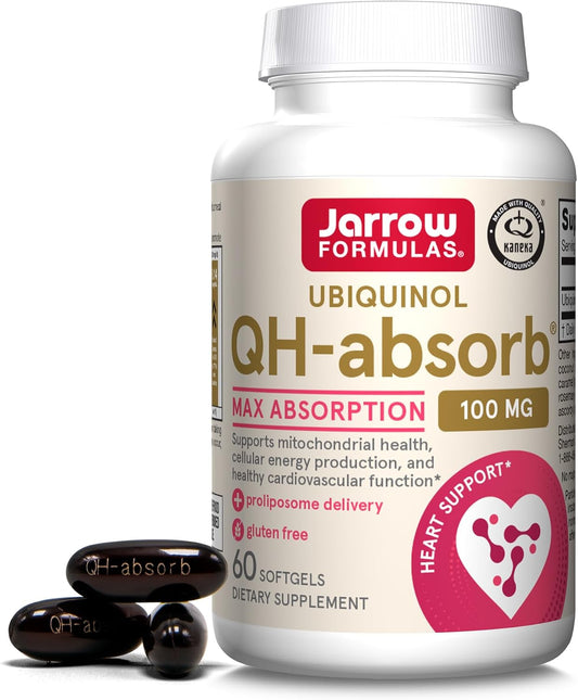 Jarrow Formulas QH-Absorb Ubiquinol Supplement 100mg Softgels - Cardiovascular Health - 60 Day Supply
