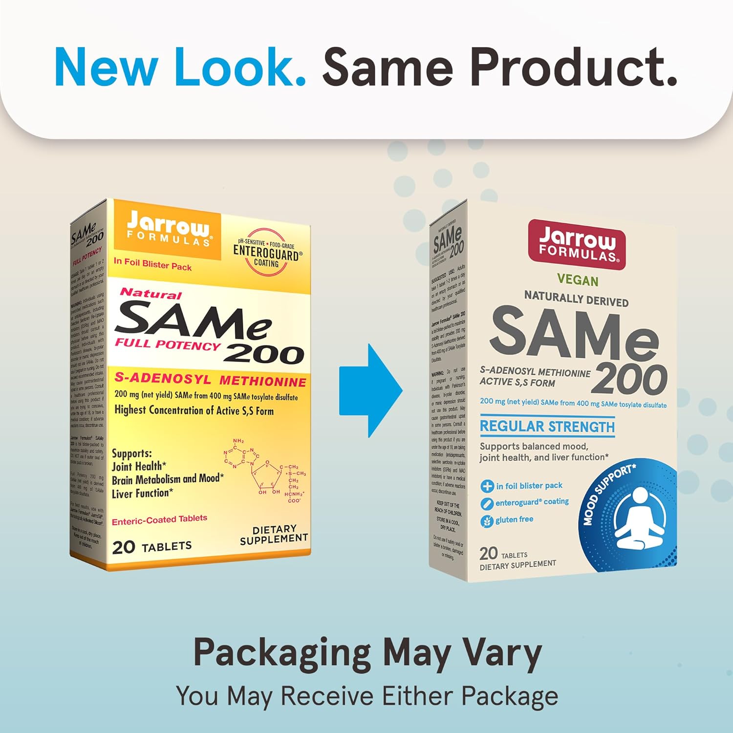 Jarrow Formulas Same 200 mg Tablets for Joint Health, Liver Function, and Brain Metabolism - Pack of 12