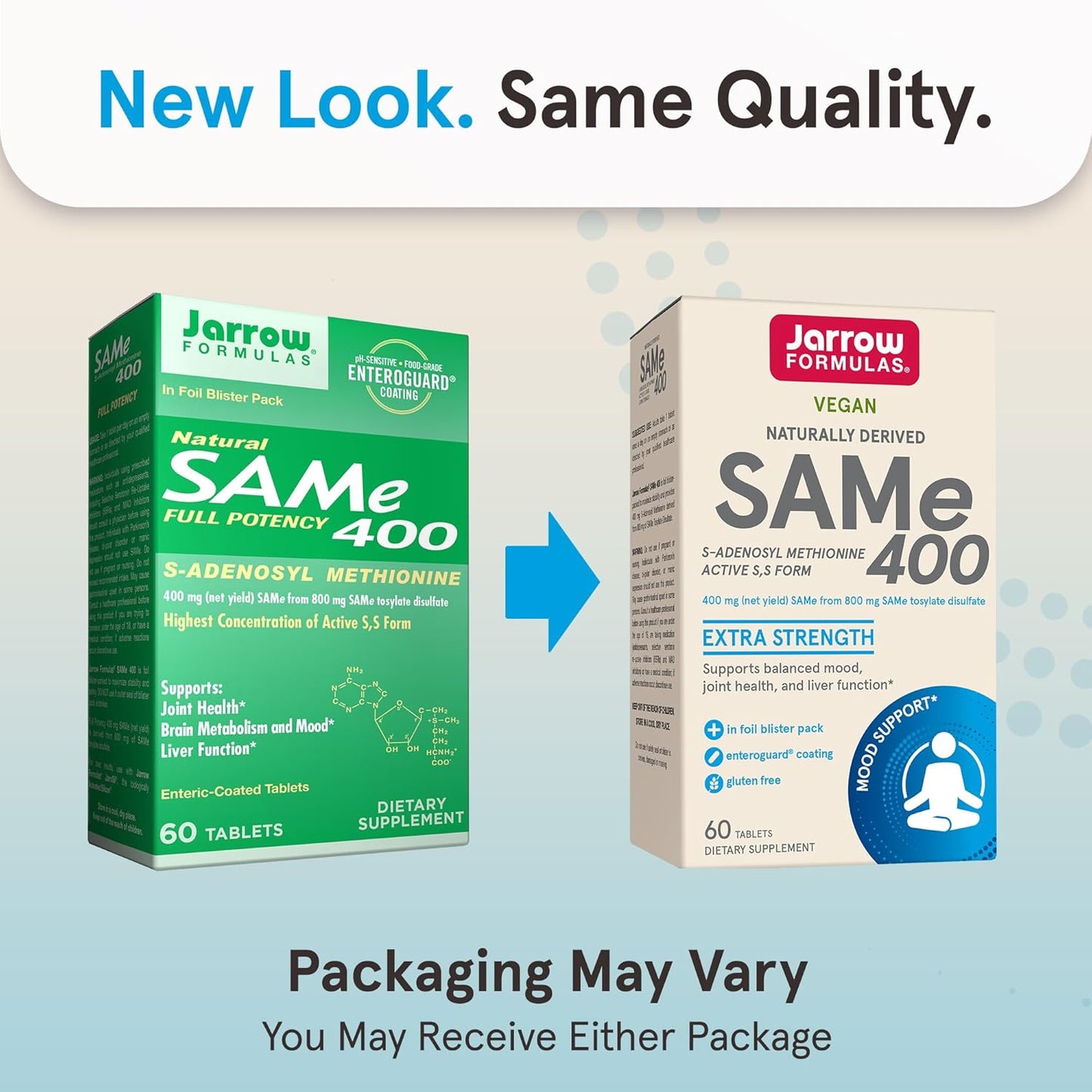 Jarrow Formulas Same 400 mg Tablets for Joint Health, Liver Function, Brain Metabolism - Pack of 12 - 60 Day Supply