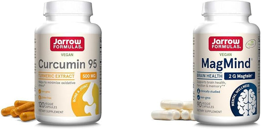 Jarrow Formulas Turmeric Curcumin Extract Capsules with MagMind Brain Health Support - 500mg, 120 Servings