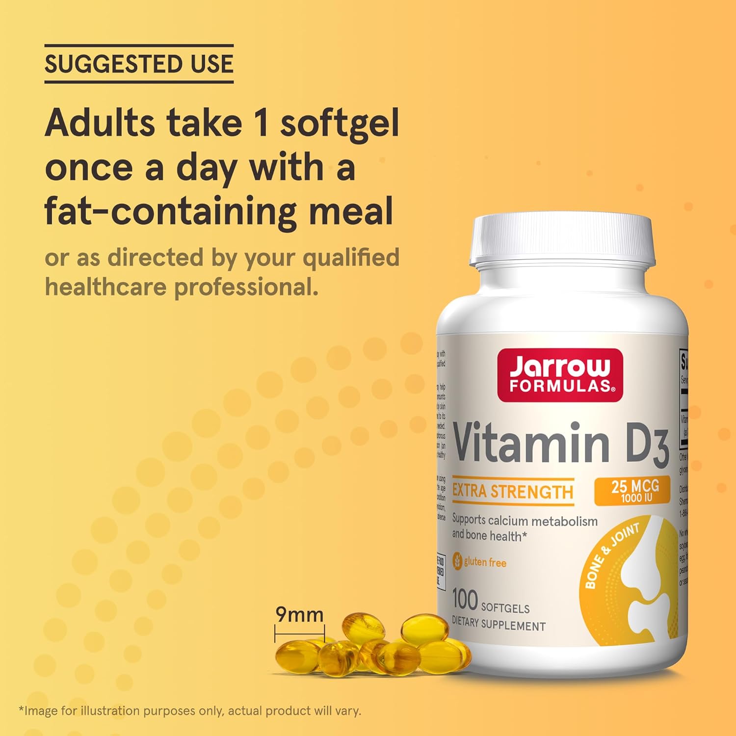 Jarrow Formulas Vitamin D3 25 mcg Softgels - Bone & Joint Support, Immune Health, Calcium Metabolism - 100 Day Supply