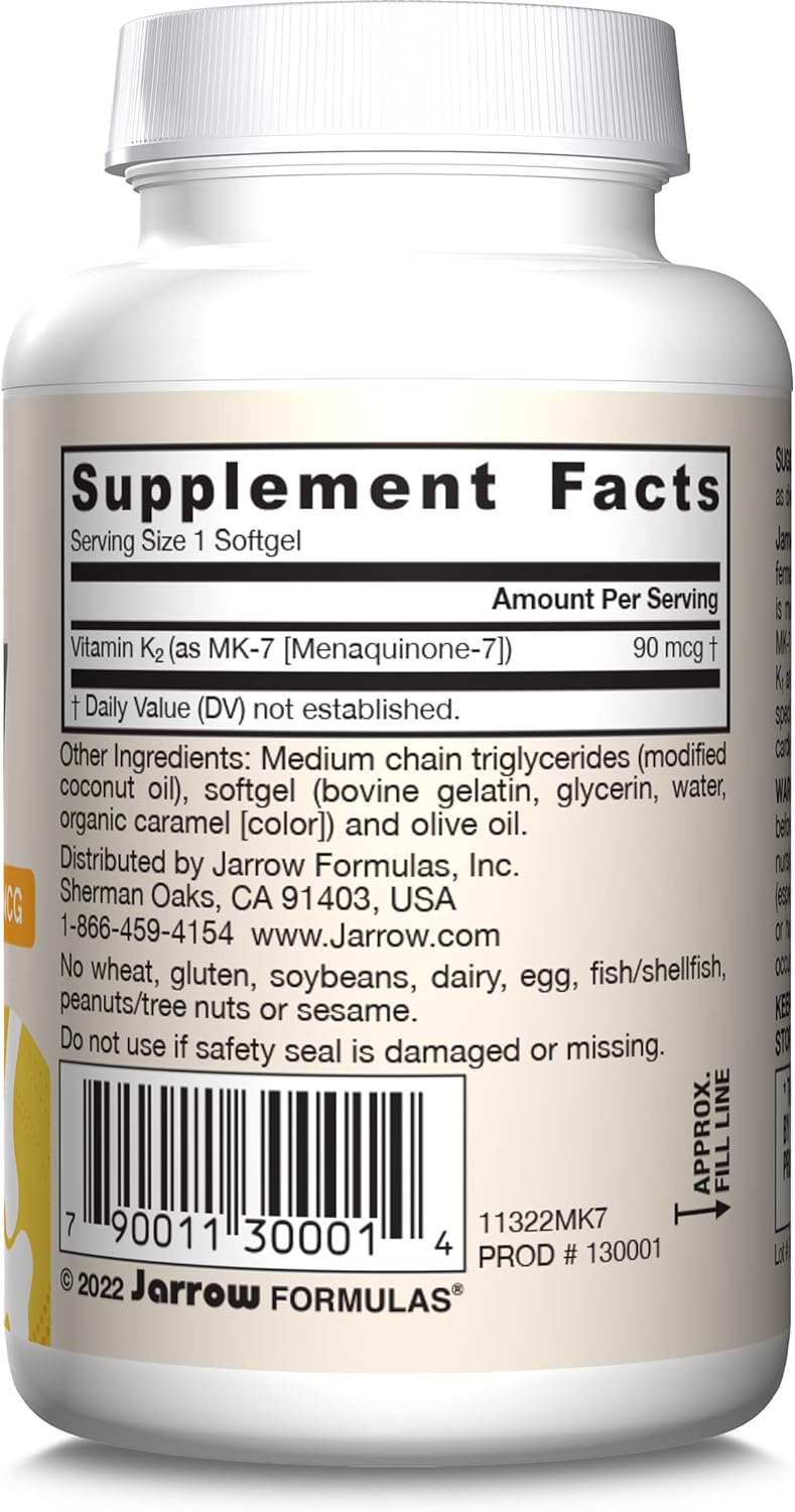 Jarrow Formulas Vitamin K-2 MK-7 Softgels - 90 mcg, 60 Count - BoostGo Australia