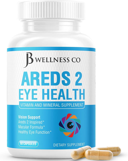 JB Wellness Co AREDS 2 Eye Vitamin & Mineral Supplement - 60 Count, with Lutein, Vitamin C, Zeaxanthin, Zinc - Vision Enhancement