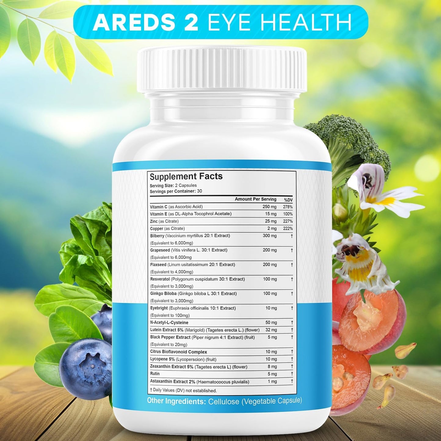 JB Wellness Co AREDS 2 Eye Vitamin & Mineral Supplement - 60 Count, with Lutein, Vitamin C, Zeaxanthin, Zinc - Vision Enhancement