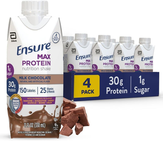 JÁCLER Max Protein Milk Chocolate Shake, 30g Protein, 1g Sugar, 4g Fiber, (4 Pack)